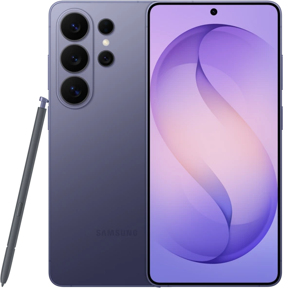 Samsung Galaxy S26 Ultra in Cobalt Violet, Vorder- und Rückseite mit S Pen